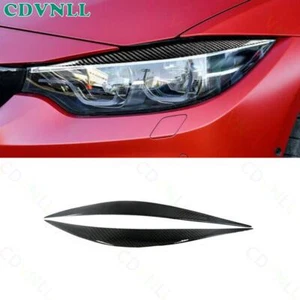 For BMW M3 M4 F80 2015-2020 Dry Carbon Fiber Front Headlight Lamp Eyebrow Strip - Picture 1 of 12