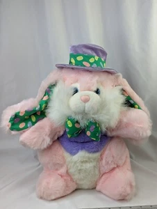 Pink Rabbit Plush Bunny Jellybean Ears Purple Hat 16 Inch Tb Trading Co Stuffed - Picture 1 of 9