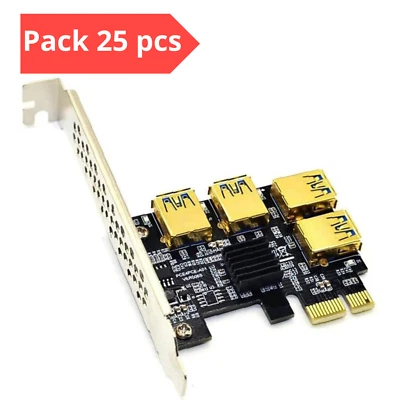 Lot de 25 Adaptateur de 1 à 4 cartes Riser PCI-E Express Mining Rig - Imagen 1 de 4