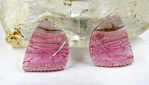 NATURAL MULTI COLOUR TOURMALINE CARVED 15.93 CARATS GEMSTONE FOR EARRING - Picture 1 of 8