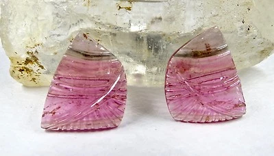 Natural Multi Colour Tourmaline Carved Gemstone 15.93ct For Earring - Image 1 of 4