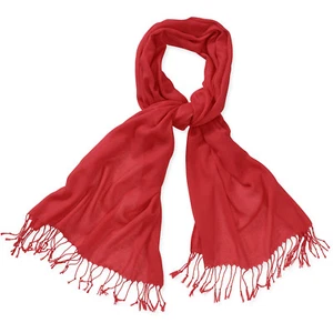 Bufanda de mujer con flecos roja lisa suave para todas las ocasiones talla 70 X 26 - Imagen 1 de 12