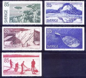 Sweden 1976 MNH 5v, Angermanland tourism, Fishing - Picture 1 of 1