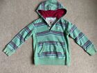 Fat Face Boys Green Striped Cotton Pullover Hoodie Size 6-7 Years VGC