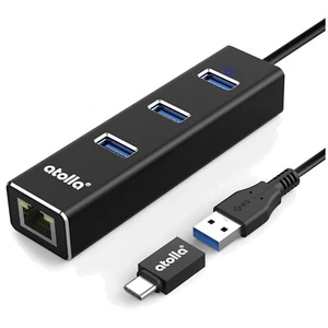 USB LAN Adapter Aluminium mit 3 USB 3.0 Ports Gigabit Ethernet für Windows Ma... - Bild 1 von 9