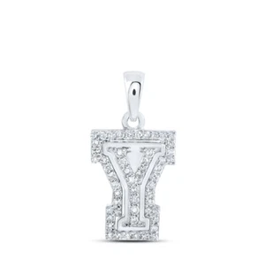 10kt White Gold Womens Round Diamond Y Initial Letter Pendant 1/6 Cttw - Picture 1 of 1