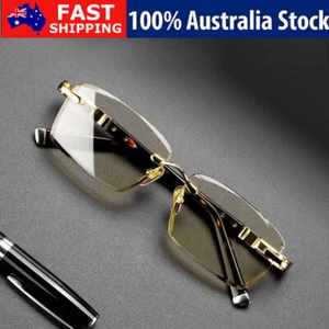 Men Rimless Reading Glasses Anti Blue Light Magnifing Glasses Presbyopia Glasses - Picture 1 of 16
