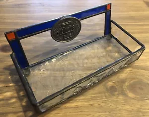 U of IL Fighting Illini Tiffany Styled Leaded Stain Glass Pen Holder/Catchall - Picture 1 of 8