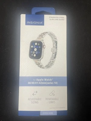 Correa de eslabones de acero inoxidable para Apple Watch 38 mm, 40 mm, 41 mm SE - plateada/dorada Foto 1 de 2