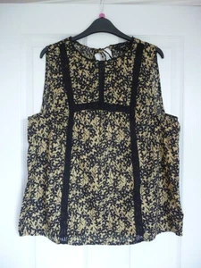 Womens Next Black & Yellow Print sleeveless Top size 16 - Picture 1 of 4