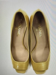 CHANEL Patent leather pumps coco mark open toes Block Heels Euro 36-37, US 6 - Picture 1 of 5