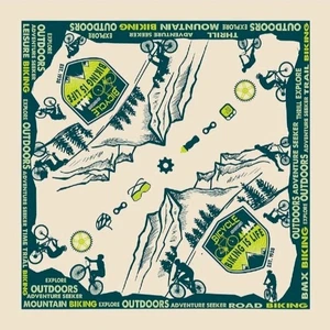 Carolina mfg Biking Graphic Bandana, OneSize, Green & White. - Picture 1 of 3