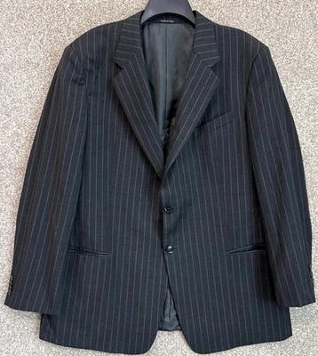 Armani Collezioni Италии Blazer мужской 46R черный шерсти в полоску Sport пальто куртка - Изображение 1 из 4