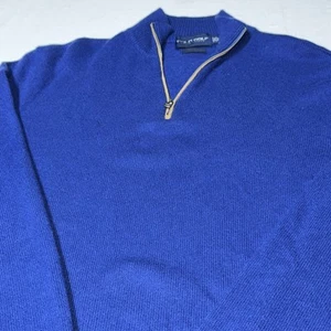 Polo Golf Ralph Lauren Cashmere 1/4 Zip Sweater Men's Large Knit Pullover - READ - Picture 1 of 11