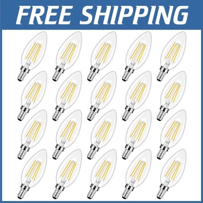 Warm White B11 Edison Bulbs - 20 Pack - Candelabra Filament - Image 1 of 4