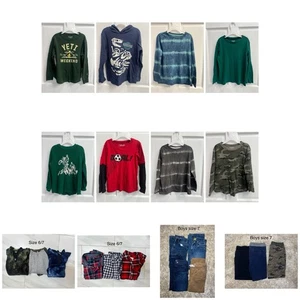 BOYS LOT 21 Items Back To School SZ 6/7 Tops & SZ 7 Pants Misc Brands Pre Loved - Picture 1 of 6
