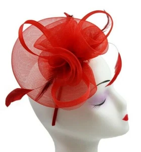 Flower Feather Fascinator Headband Hair Accessories Ladies Race Royal Ascot Prom - Picture 1 of 44
