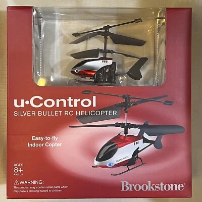 Brookstone u-Control Silver Bullet RC Helicopter In Box - Red - Image 1 of 3