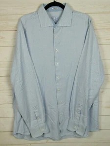 Camisa de vestir Bugatchi para hombre manga larga azul con botones talla 2XL W1389 - Imagen 1 de 5