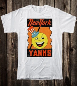 Retro Travel Tee T Shirt Vintage Art Novelty New York Yanks Baseball - Picture 1 of 8