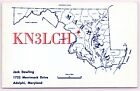QSL CB Ham Radio Card KN3LCH Jack Dowling Adelphi MD 1960 State Map