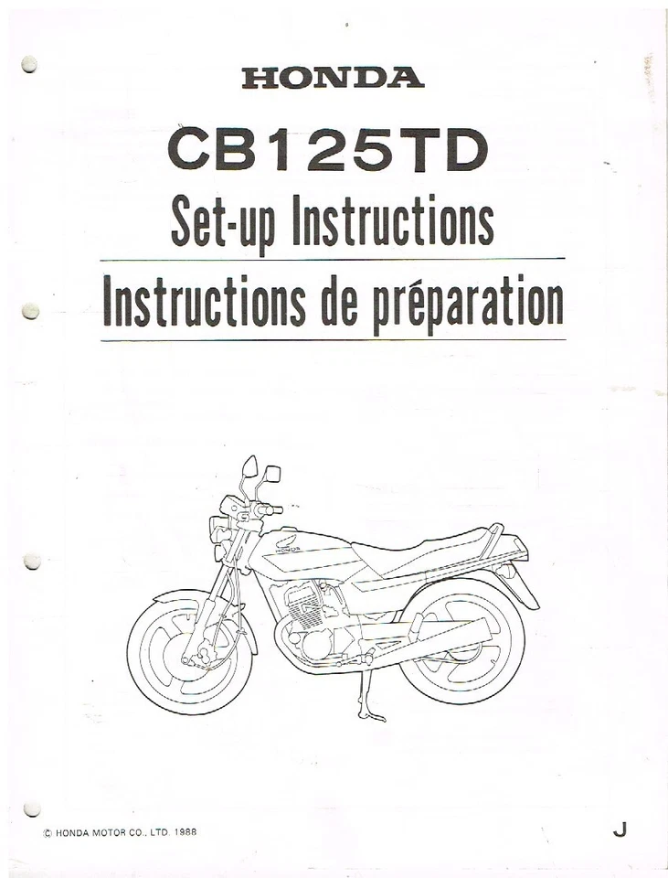 HONDA CB125TD ORIGINAL 1988 FACTORY SET-UP INSTRUCTIONS LEAFLET (GB F TEXT) - Image 1 of 1