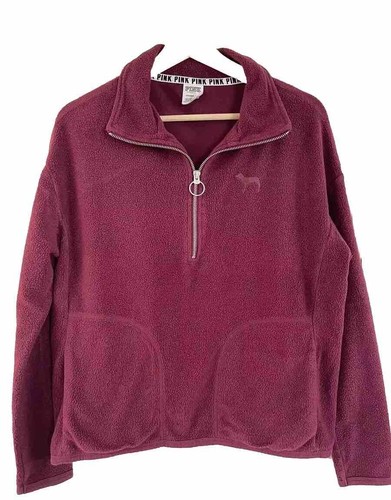UNDERCOVER Felpa ROSA By Victoria's Secret maglione mezza zip pile bordeaux taglia XS