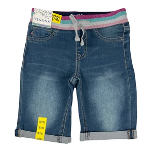 Vigoss - Girls The Thompson Bermuda Jean Shorts with Rainbow Waistband- S (7/8) - Picture 1 of 6