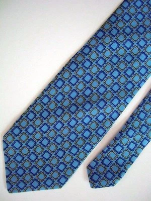 Corbata geométrica de seda para hombre de hoy azul dorado 3 3/4" x 58" Foto 1 de 2