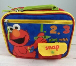 9.5" Elmo 1 2 3 Crayons Sesame Street Insulated Lunch Bag Lunchbox