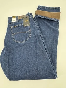 Jeans Lee para hombre nuevos con etiquetas forrados de lana relajados pierna recta lavado oscuro. 1045B - Imagen 1 de 6