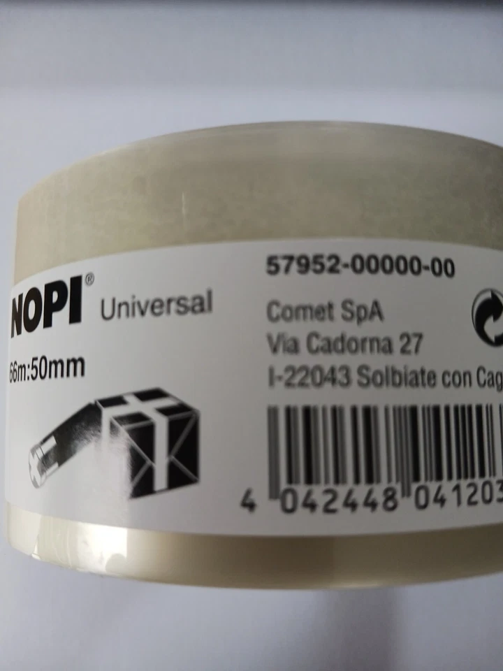 NOPI® 3x NOPI Universal Kleberolle 50mm x 66m transparent Klebeband , 3-er Pack