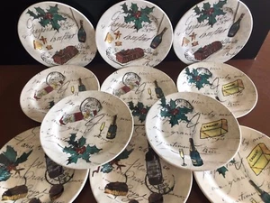 Williams Sonoma Holiday Party Dessert 9" Salad Appetizer Plates SET of 11 - Picture 1 of 2