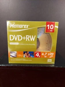 Memorex DVD+RW 10pk Discs & Jewel Cases 4.7GB 120Min 4X - Picture 1 of 9