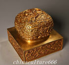 6.6" Old Dynasty Purple Bronze 24K Gold Dragon Beast Imperial Seal Stamp Signet