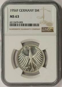 1956-F Germany Silver 5 Mark MS 63 NGC - Picture 1 of 4
