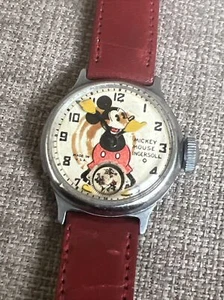 Vintage 1935 Ingersoll USA Mickey Mouse manueller Wind seltene Sekunden Modell laufen - Bild 1 von 14
