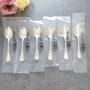 Christofle Perles Demitasse Spoon Unopened 6pcs Silverplate Flatware Brand New - Picture 1 of 14