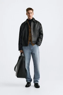 CHAQUETA ZARA HOMBRE IMITACIÓN CUERO BOXY FIT NEGRA TALLA XL 8281/654 Foto 1 de 4