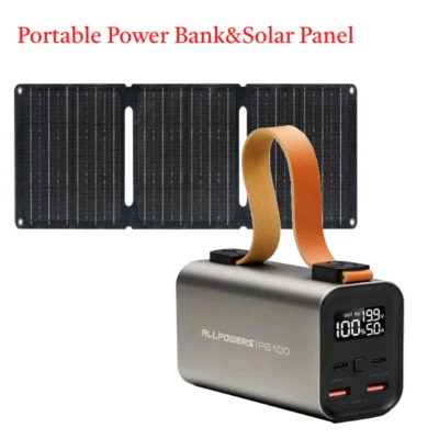 Banco de energía portátil ALLPOWERS 100W fuente de alimentación para camping 21W panel solar opcional Foto 1 de 4