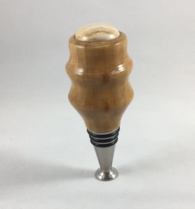 Flaschenverschluss roter Kaugummi und Wüstenjaspis Holz Handarbeit USA Wein Bar Schnaps 4" - Bild 1 von 3