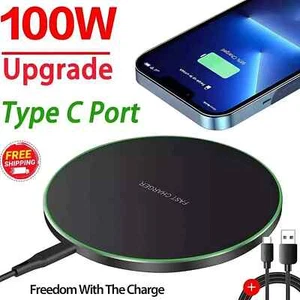 100W Fast Wireless Charger Charging Pad For iPhone 15 14 13 12 11 XS & Samsung - Picture 1 of 6