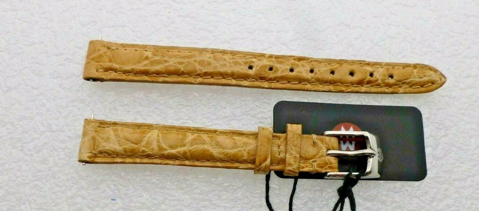 Correa de reloj Michele genuina de cocodrilo de arena de 12 mm nueva Foto 1 de 4