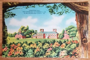 Stratford Hall Geburtsort Robert E Lee Virginia VA Postkarte PC 1930er unbenutzt - Bild 1 von 1