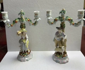 Antique Pair Of Meissen For Johansen Roth Figural Candelabra - Picture 1 of 24
