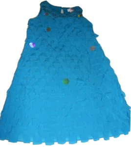 JUSTICE SHEER RUFFLE * PLUS * LAYERED BLUE PARTY DRESS GIRLS CLOTHES 14 LARGE ** - Picture 1 of 10