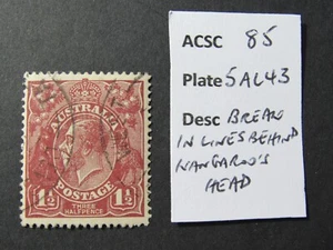 AUSTRALIA GV Head 1.5d Brown. Single Wmk. ACSC plated variety 85 5AL43 - Picture 1 of 1
