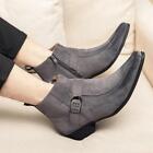 Retro Men's Faux Suede Side Zip Pointed Toe Ankle Boots Casual Party Work Shoes