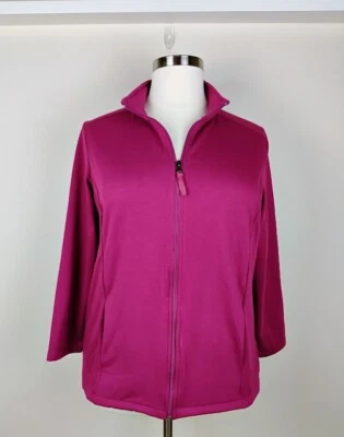 Jaqueta de lã Croft & Barrow nova com etiquetas rosa escuro tamanho 1X zíper frontal bolsos internos - Imagem 1 de 4