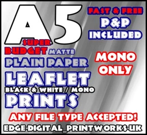Schwarz & Weiß nur A5 SUPER BUDGET FROSCHÜREN - 80 GSM EINFACHES PAPIER MONO FLYER - Bild 1 von 1